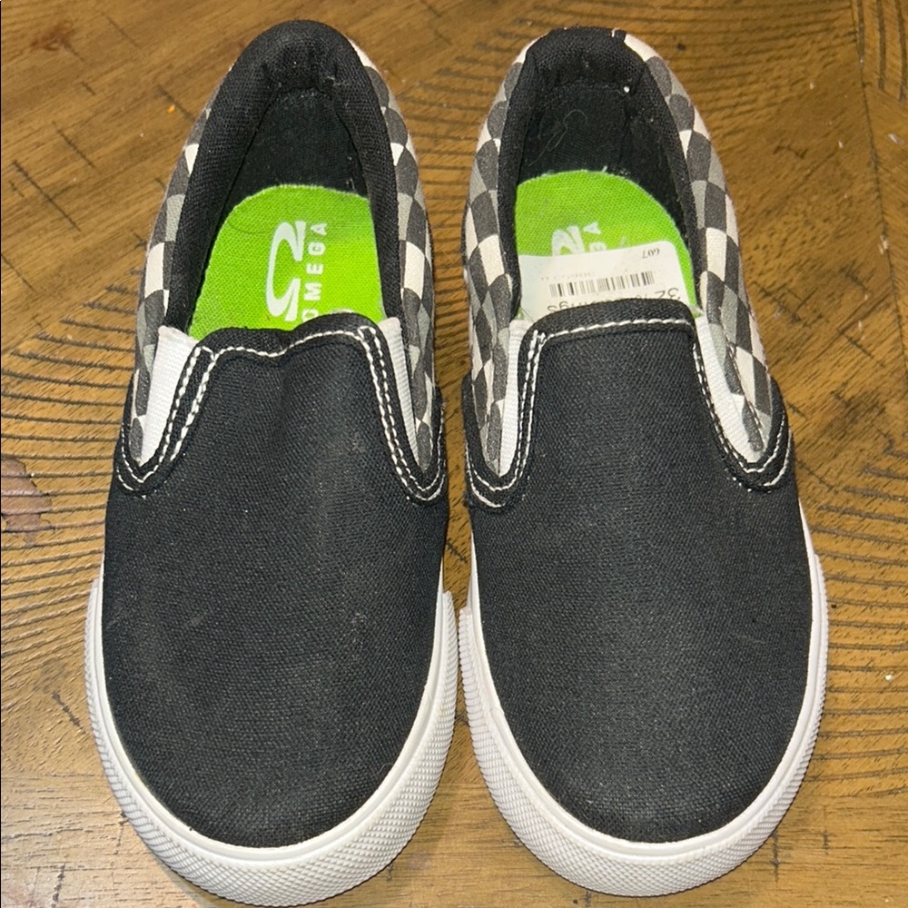Omega Black and White Slip-On Sneakers